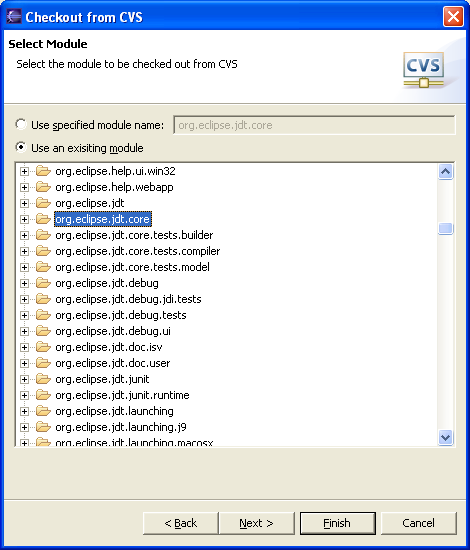 Import wizard - select module